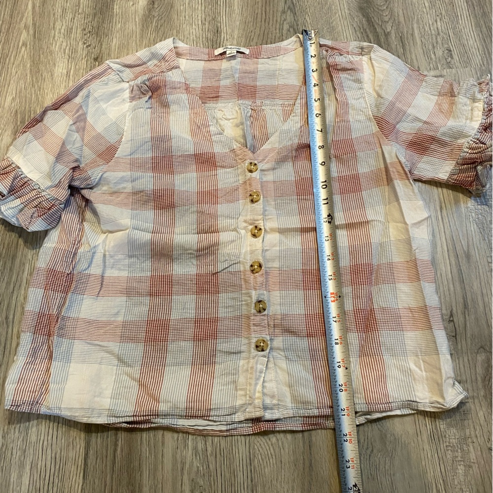 Madewell Medium Plaid Crop Top Red Women’s  Size M - Picture 3 of 5